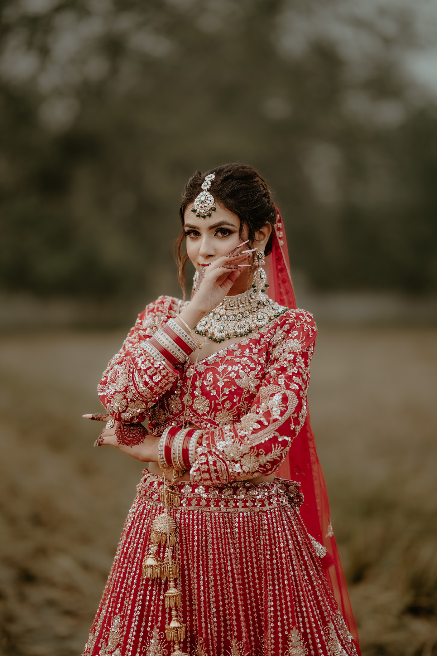 Bridal portrait in red