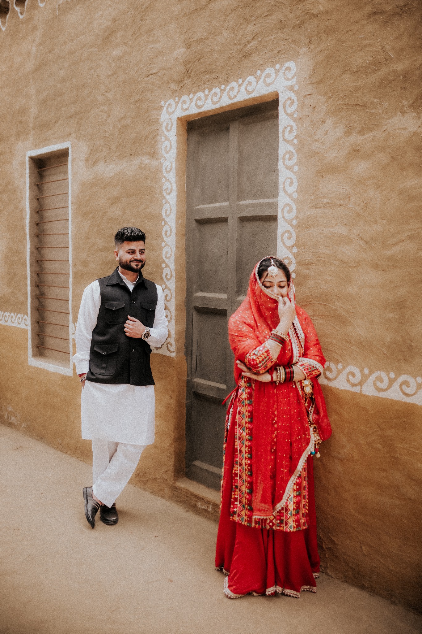 Traditional couple pre-wedding portrait