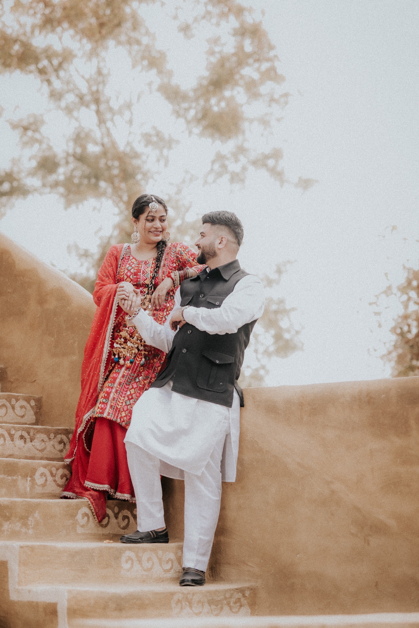 Romantic couple pre-wedding portrait
