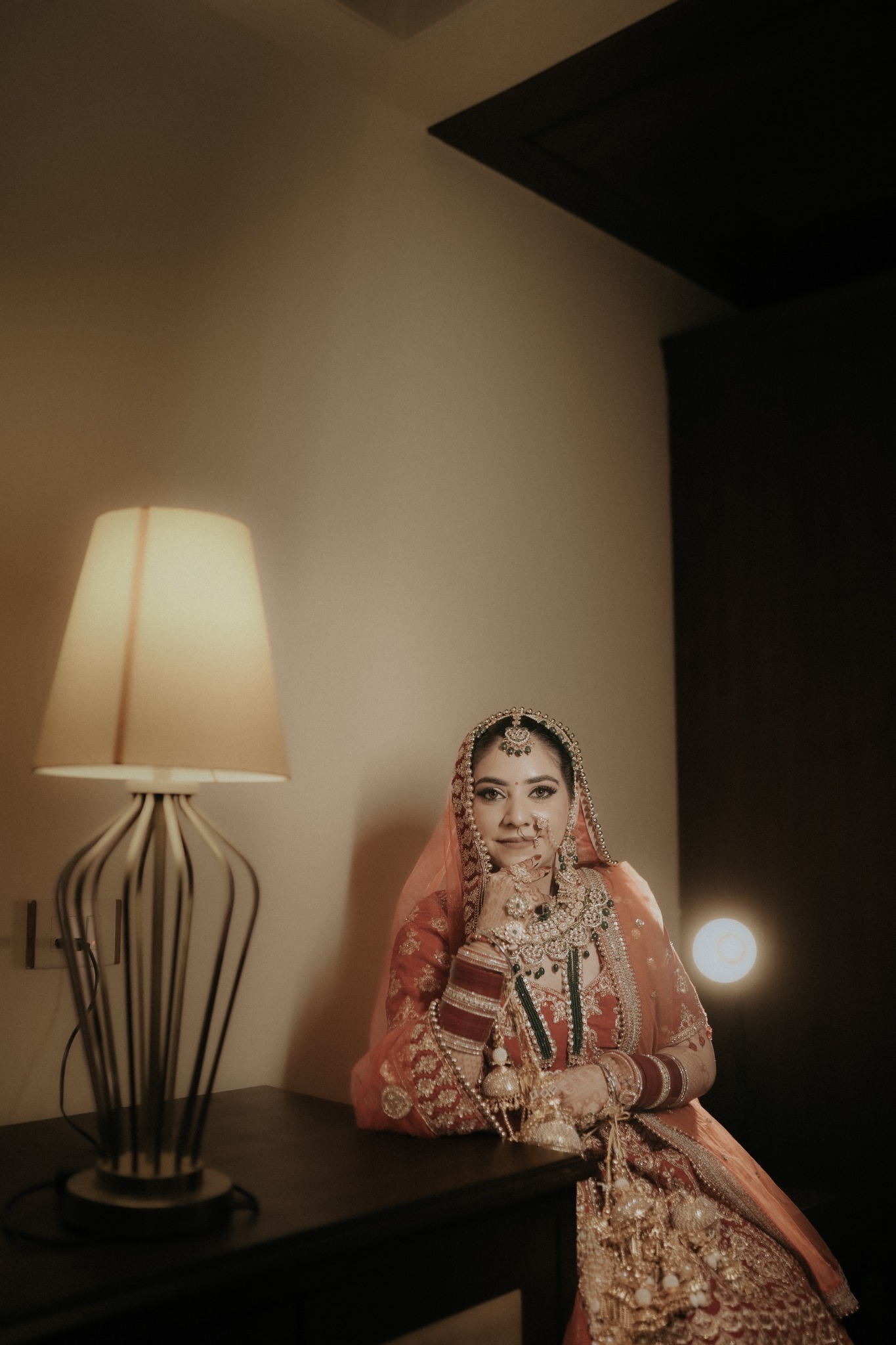 Bridal portrait in warm wedding light